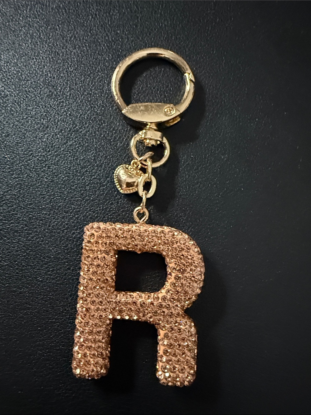 Gold Crystal 'R' Key Charm Keyring - Picture 3 of 3
